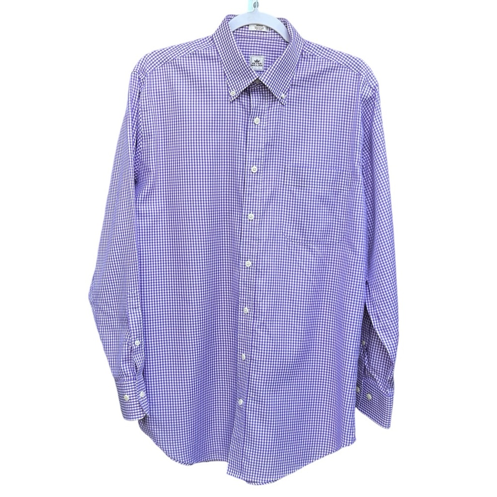 Peter Millar Checkered Print Long Sleeves Button Down Shirt Size M